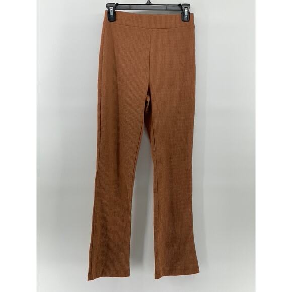 STORY ON Women's Brown Textured High-Rise Straight-Leg Pull-On Casual Pants SZ S - Picture 1 of 11